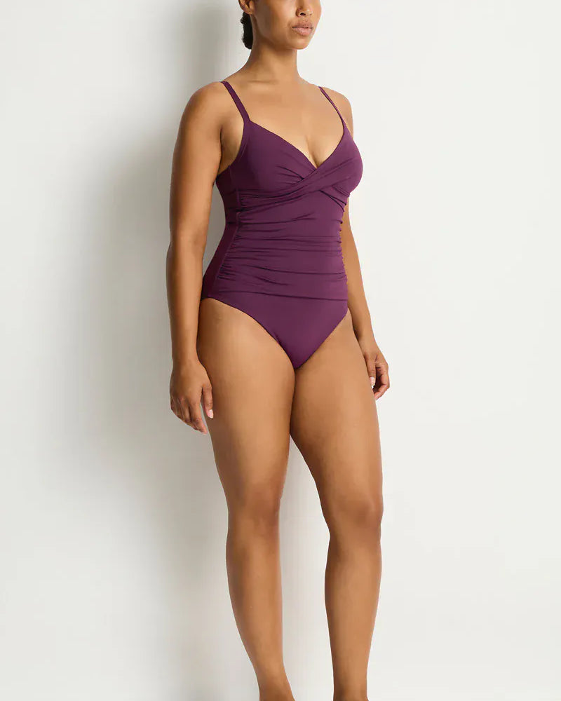 Sea Level Sea Level Essentials Edit Cross Front Scoop Back One Piece - Claret Sea Level Essentials Edit Cross Front Scoop Back One Piece - Claret Splash Swimwear General