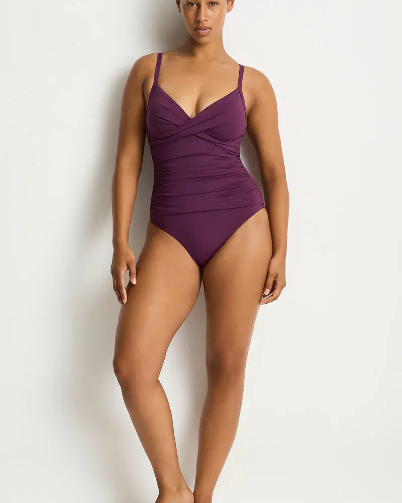 Sea Level Sea Level Essentials Edit Cross Front Scoop Back One Piece - Claret Sea Level Essentials Edit Cross Front Scoop Back One Piece - Claret Splash Swimwear General