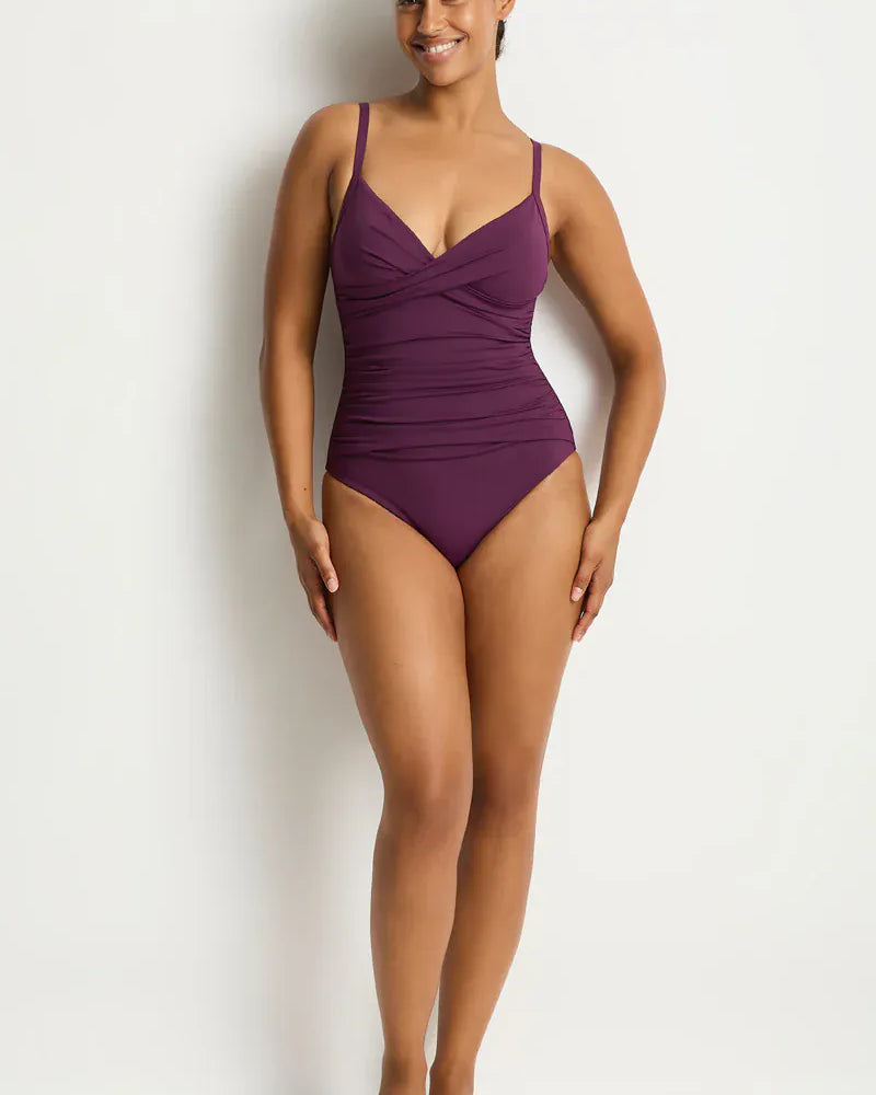 Sea Level Sea Level Essentials Edit Cross Front Scoop Back One Piece - Claret Sea Level Essentials Edit Cross Front Scoop Back One Piece - Claret Splash Swimwear General