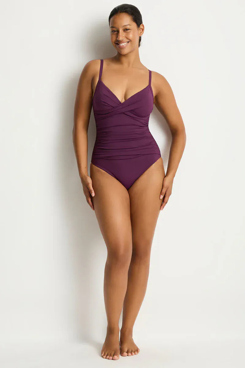 Sea Level Sea Level Essentials Edit Cross Front Scoop Back One Piece - Claret Sea Level Essentials Edit Cross Front Scoop Back One Piece - Claret Splash Swimwear General