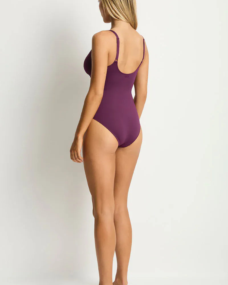 Sea Level Sea Level Essentials Edit Cross Front Scoop Back One Piece - Claret Sea Level Essentials Edit Cross Front Scoop Back One Piece - Claret Splash Swimwear General