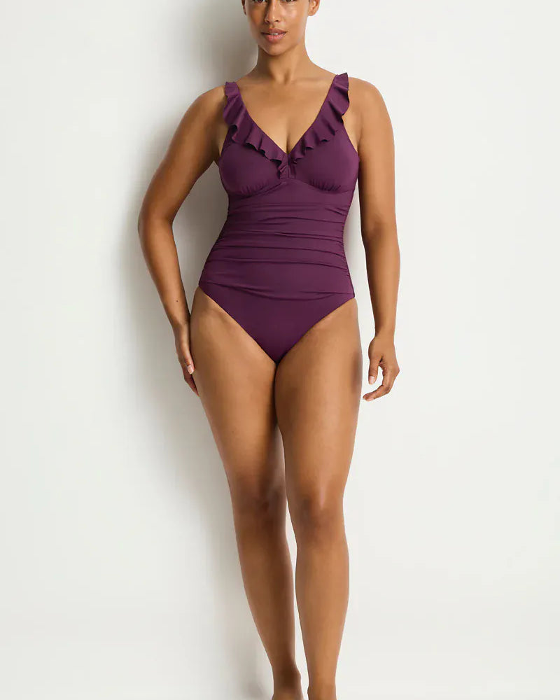 Sea Level Sea Level Essentials Edit D/DD Cup Frill One Piece - Claret Sea Level Essentials Edit D/DD Cup Frill One Piece - Claret Splash Swimwear One Piece