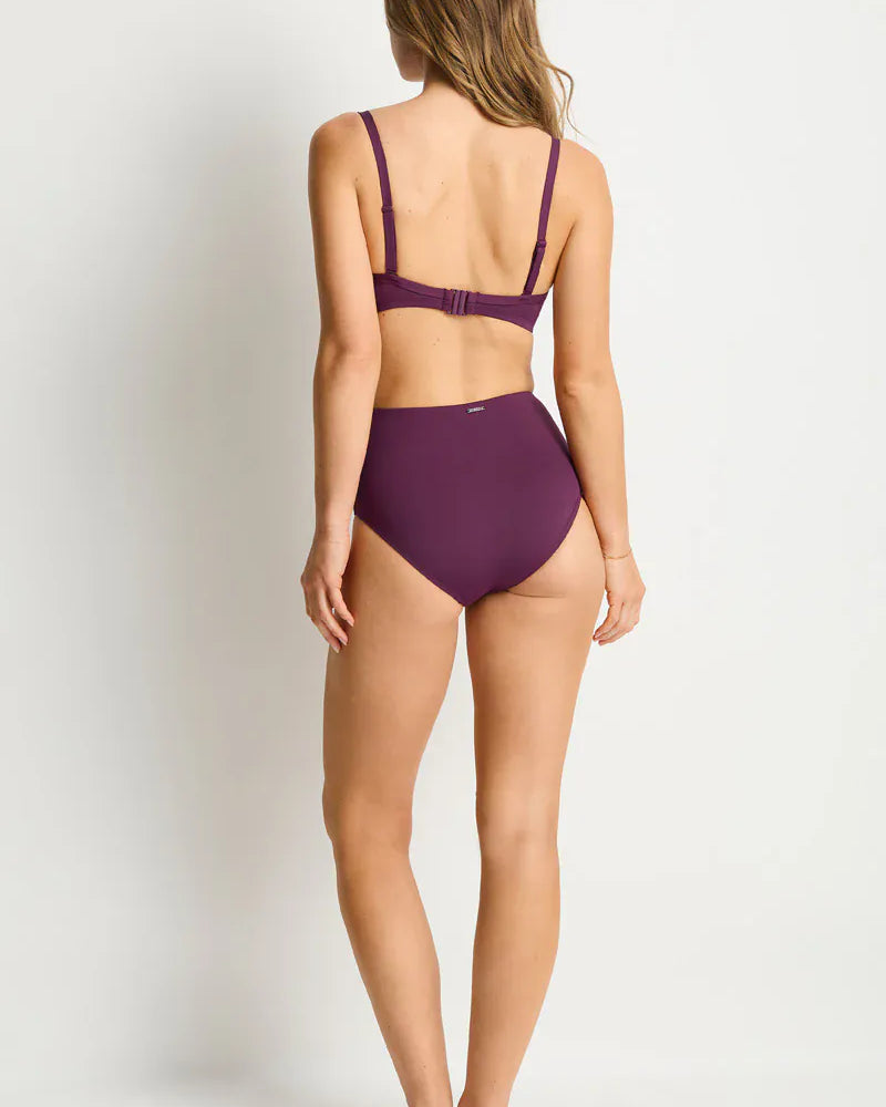 Sea Level Sea Level Essentials Edit High Waist Gathered Side Pant - Claret Sea Level Essentials Edit High Waist Gathered Side Pant - Cocoa Splash Swimwear Bikini Bottoms