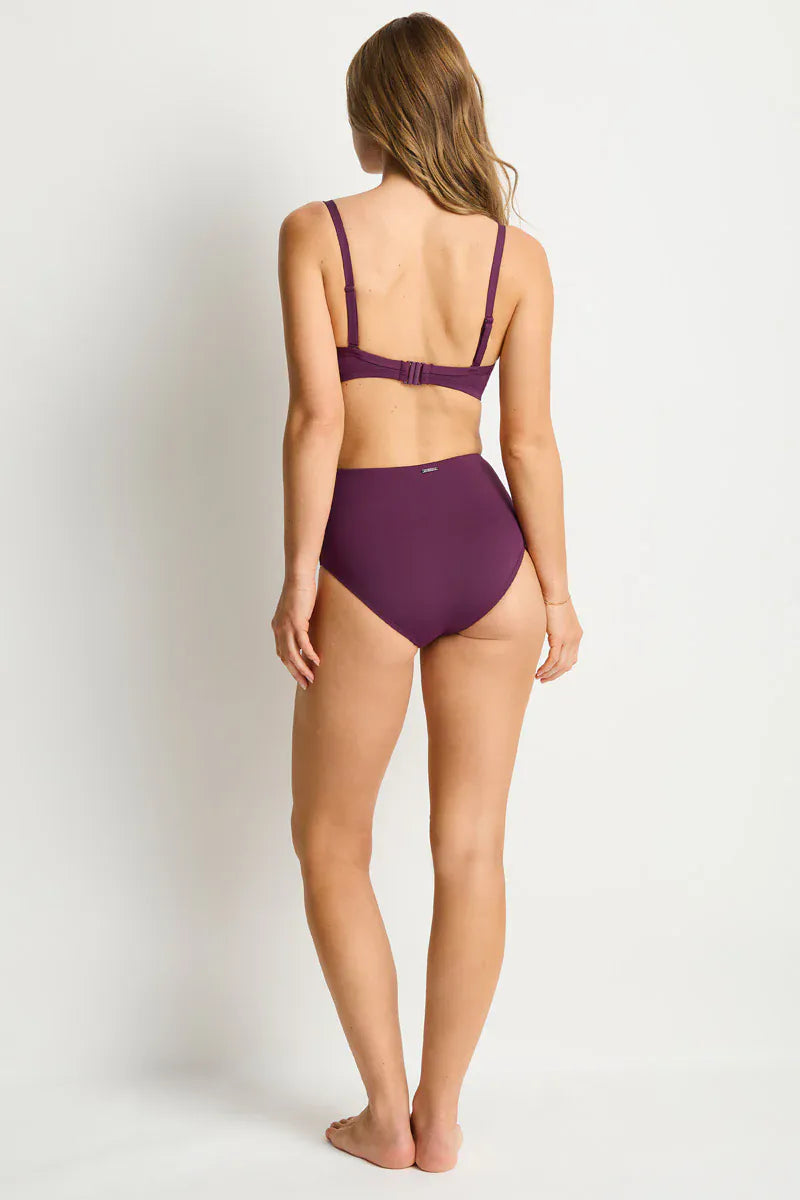 Sea Level Sea Level Essentials Edit High Waist Gathered Side Pant - Claret Sea Level Essentials Edit High Waist Gathered Side Pant - Cocoa Splash Swimwear Bikini Bottoms