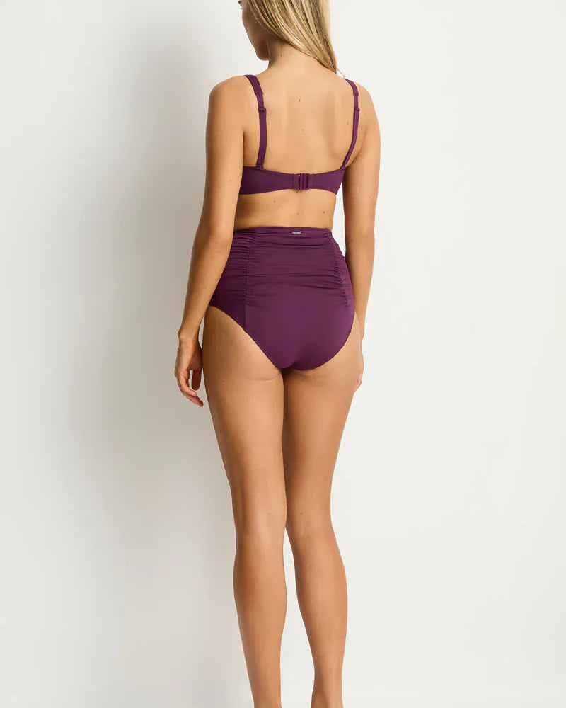 Sea Level Sea Level Essentials Super High Waist Gathered Side Pant - Claret Sea Level Essentials Edit High Waist Gathered Side Pant - Cocoa Splash Swimwear Bikini Bottoms