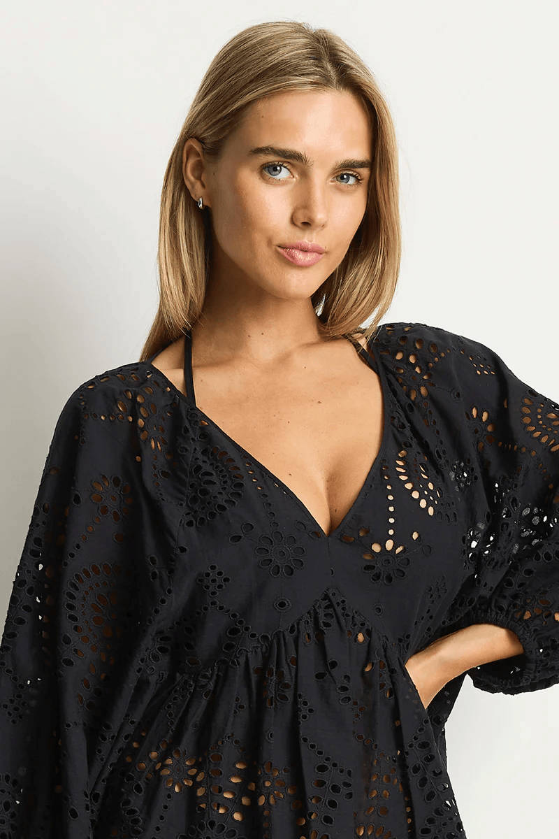 Sea Level Sea Level Ibiza Boho Short Dress - Black Sea Level Ibiza Boho Short Dress - Black Splash Swimwear