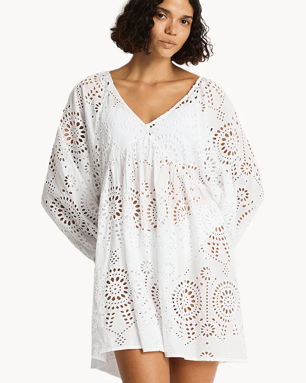 Sea Level Sea Level Ibiza Boho Short Dress - White Sea Level Ibiza Boho Short Dress - White Splash Swimwear