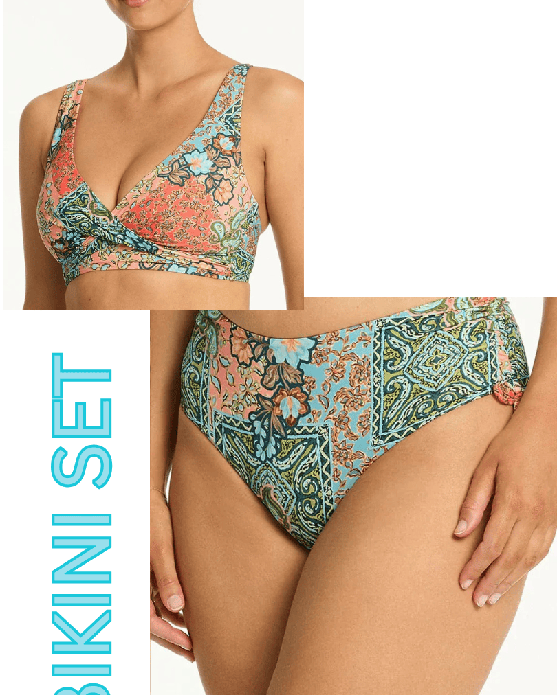 Sea Level Sea Level Java Cross Front Multifit Bra Top & Mid Drawstring Pant Bikini Set - Coral Sea Level Java Cross Front Multifit Bra Top & Mid Drawstring Pant Bikini Set - Coral Splash Swimwear Bikini Set AU16/US12 1000028328