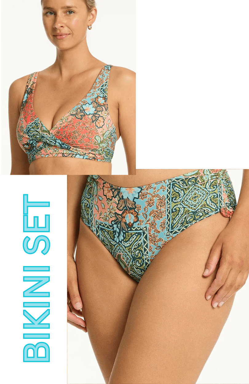 Sea Level Sea Level Java Cross Front Multifit Bra Top & Mid Drawstring Pant Bikini Set - Coral Sea Level Java Cross Front Multifit Bra Top & Mid Drawstring Pant Bikini Set - Coral Splash Swimwear Bikini Set AU16/US12 1000028328