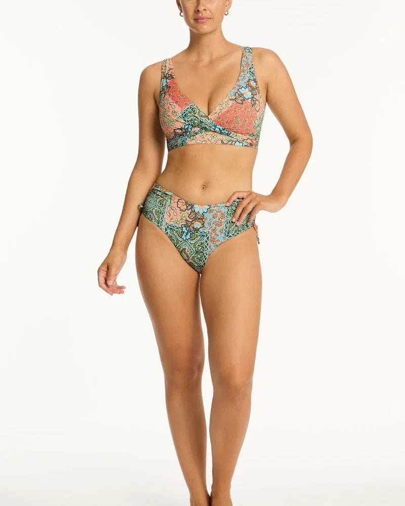 Sea Level Sea Level Java Mid Drawstring Pant - Coral Sea Level Java Mid Drawstring Pant - Coral Splash Swimwear Bikini Bottoms