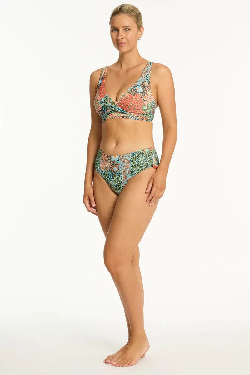 Sea Level Sea Level Java Mid Drawstring Pant - Coral Sea Level Java Mid Drawstring Pant - Coral Splash Swimwear Bikini Bottoms