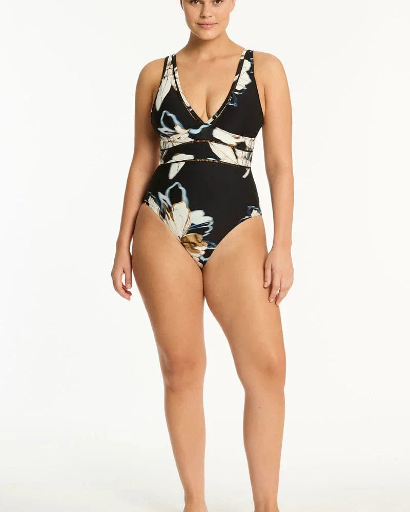 Sea Level Sea Level La Luna Spliced One Piece - Black Sea Level La Luna Spliced One Piece - Black Splash Swimwear