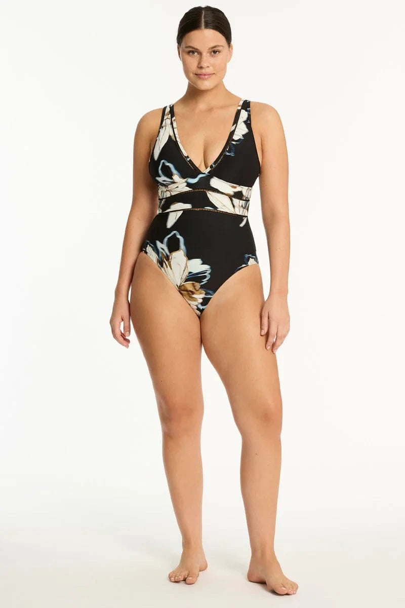 Sea Level Sea Level La Luna Spliced One Piece - Black Sea Level La Luna Spliced One Piece - Black Splash Swimwear