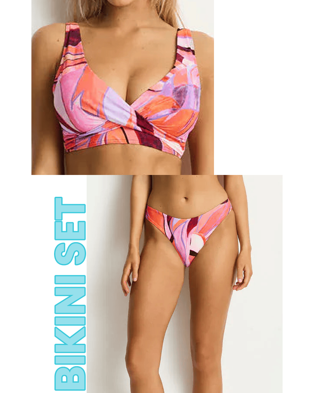 Sea Level Sea Level Neon Wave Cross Front Multi Fit Bra Top & Sporty Mid Pant Bikini Set - Berry SL3110NE+SL4036NE-AU8 Sea Level Neon Wave Cross Front Multi Fit Bra Top & Sporty Mid Pant Bikini Set - Berry Splash Swimwear Bikini Set AU8/US4 12166401094937