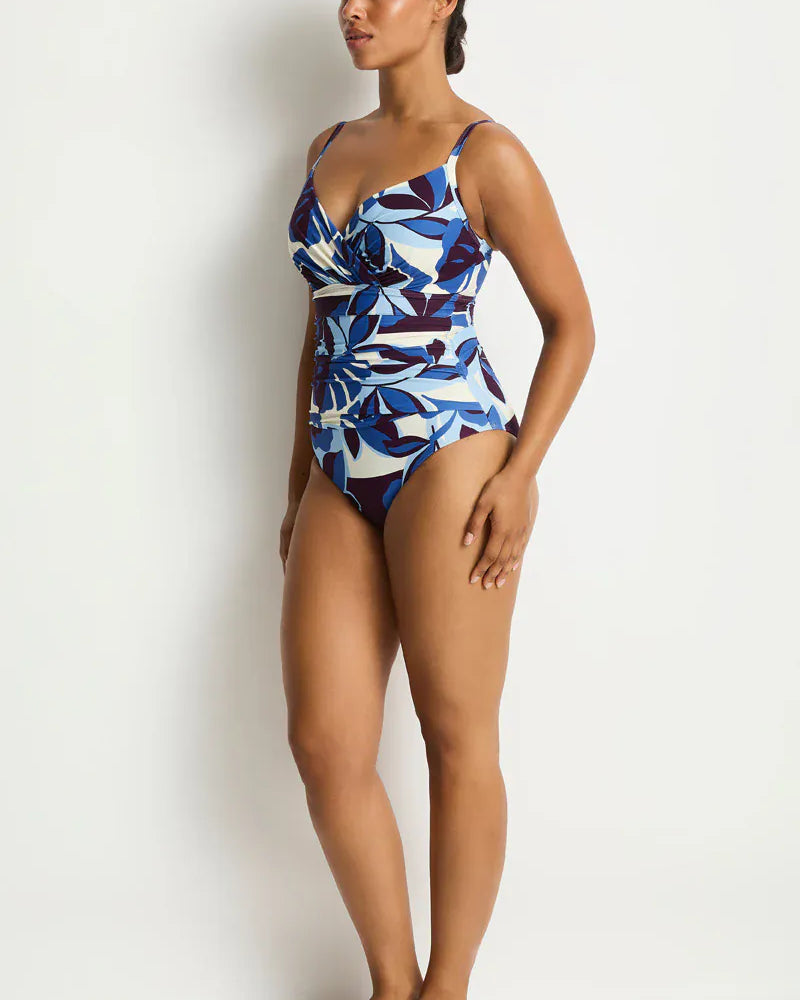 Sea Level Sea Level Rumba Wrap Front DD/E Cup One Piece - Denim Blue Sea Level Rumba Wrap Front DD/E Cup One Piece - Denim Blue Splash Swimwear Tankini Tops