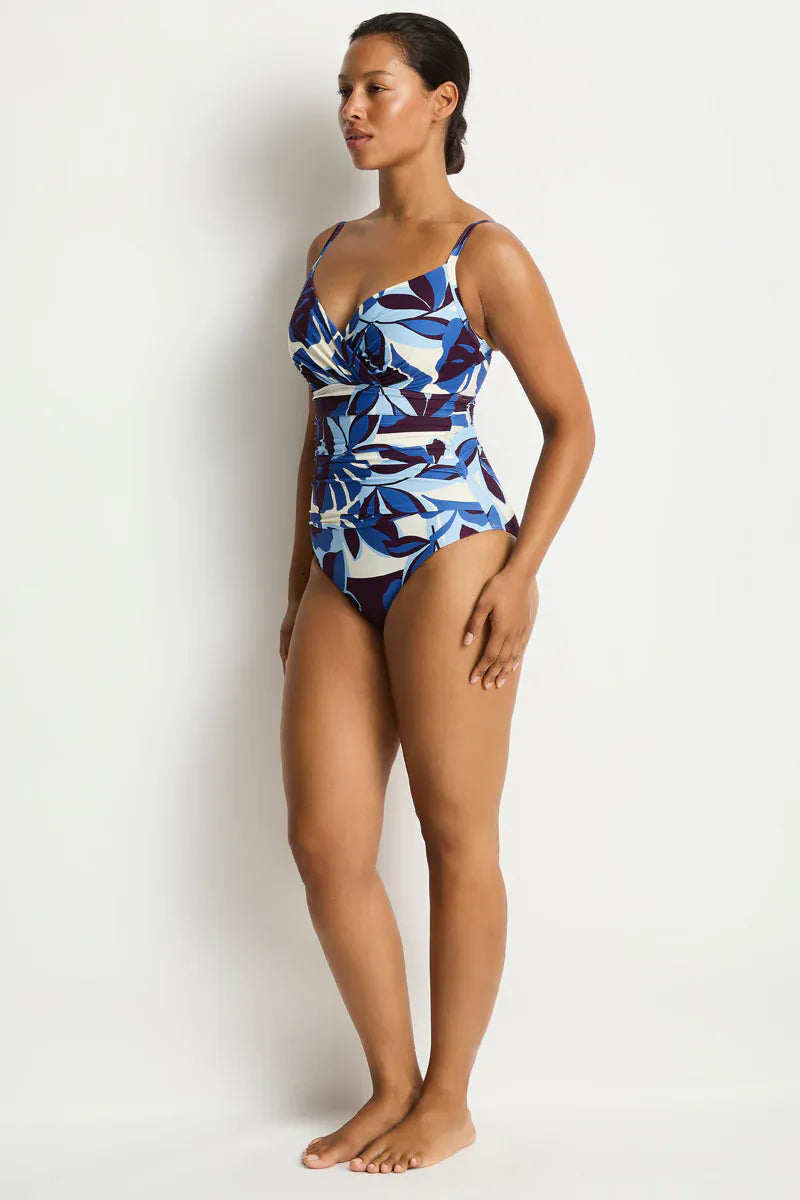 Sea Level Sea Level Rumba Wrap Front DD/E Cup One Piece - Denim Blue Sea Level Rumba Wrap Front DD/E Cup One Piece - Denim Blue Splash Swimwear Tankini Tops