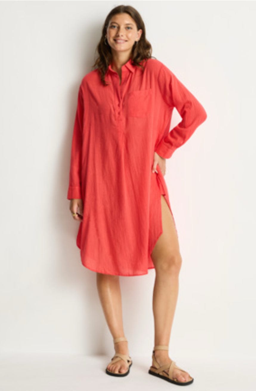 Sea Level Sea Level Salt Long Cover Up - Red Sea Level Salt Long Cover Up - Red Splash Swimwear Shirts