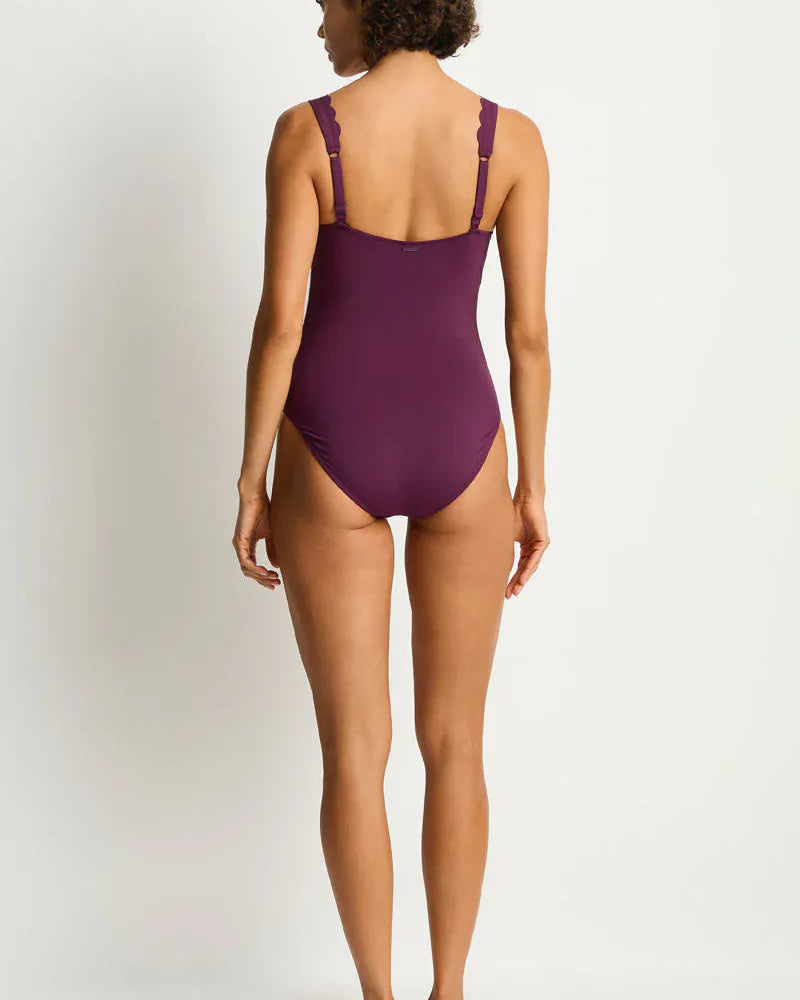 Sea Level Sea Level Scalloped Longline Tri One Piece - Claret Sea Level Scalloped Longline Tri One Piece - Claret Splash Swimwear One Piece