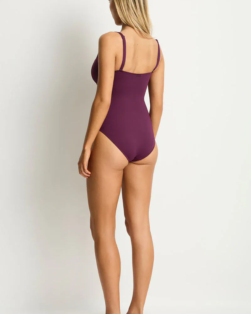 Sea Level Sea Level Scalloped Square Neck Bralette One Piece - Claret Sea Level Scalloped Square Neck Bralette One Piece - Claret Splash Swimwear One Piece