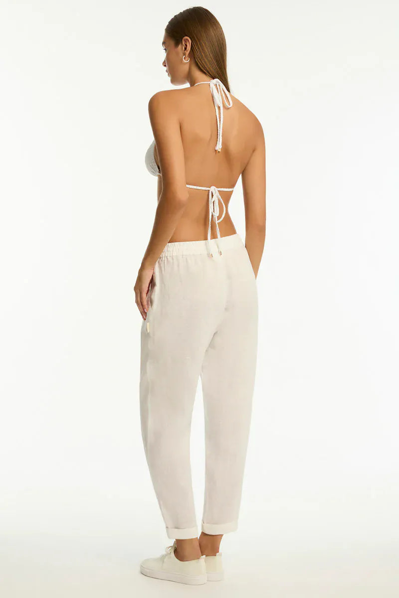 Sea Level Sea Level Shore Linen Beachcomber Pant - White Sea Level Shore Linen Beachcomber Pant - White Splash Swimwear Pants