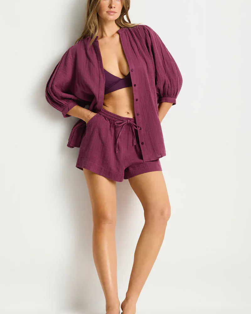 Sea Level Sea Level Sunset Beach Short - Merlot Sea Level Sunset Beach Short - Merlot Splash Swimwear Womens Shorts
