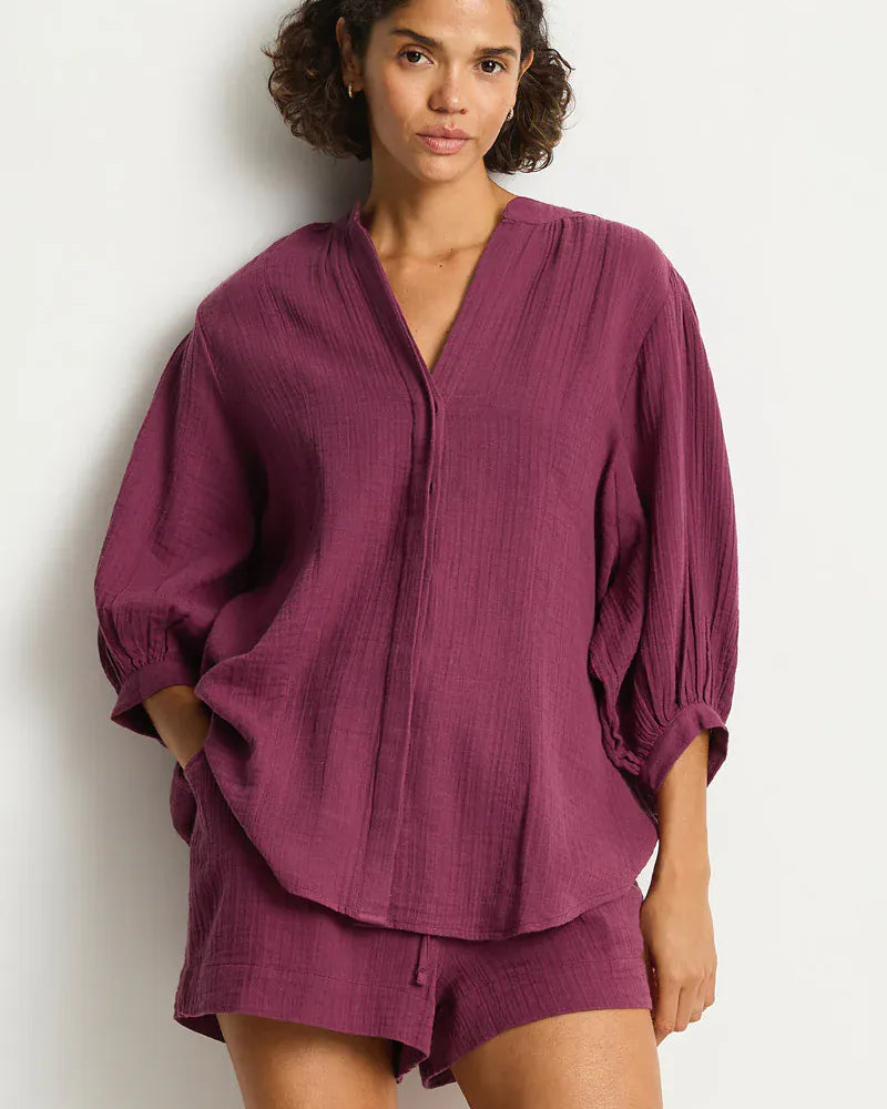 Sea Level Sea Level Sunset Boho Blouse - Merlot Sea Level Sunset Boho Blouse - Merlot Splash Swimwear Clothing Top
