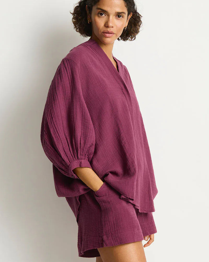 Sea Level Sea Level Sunset Boho Blouse - Merlot Sea Level Sunset Boho Blouse - Merlot Splash Swimwear Clothing Top