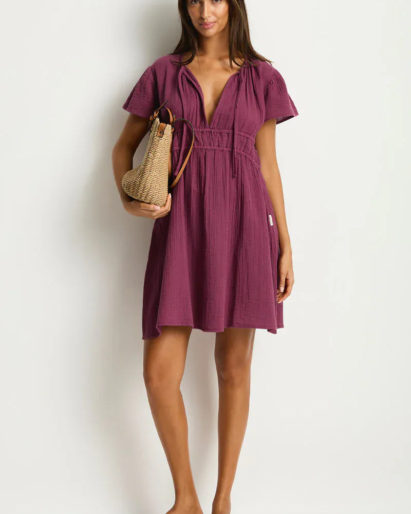Sea Level Sea Level Sunset Short Daydress - Merlot Sea Level Sunset Short Daydress - Merlot Splash Swimwear Dresses
