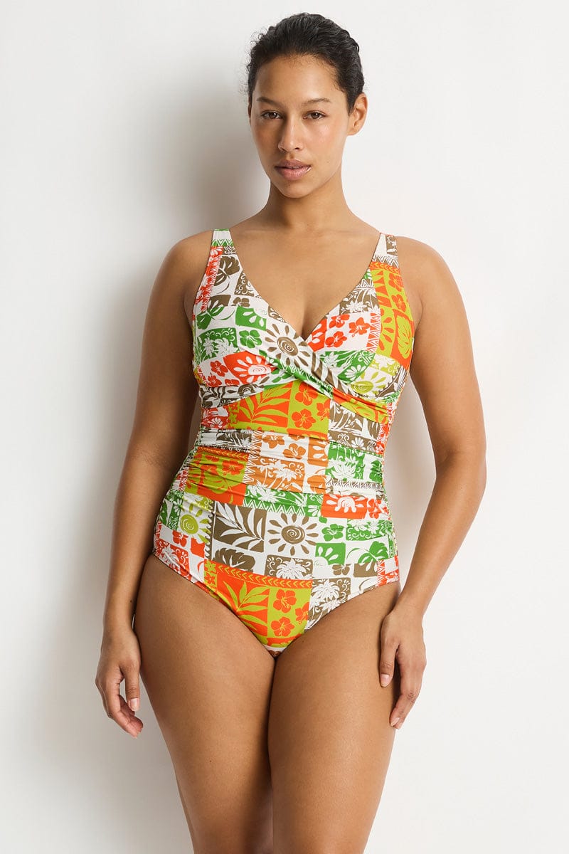 Sea Level Sea Level Tavana Cross Front Multifit One Piece - Palm Sea Level Tavana Cross Front Multifit One Piece - Palm Splash Swimwear One Piece Swimwear