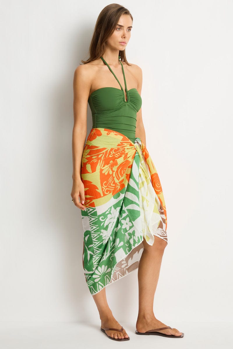 Sea Level Sea Level Tavana Long Sarong - Palm SL9157TA-OS Sea Level Tavana Long Sarong - Palm Splash Swimwear Sarongs O/S 9362733011274
