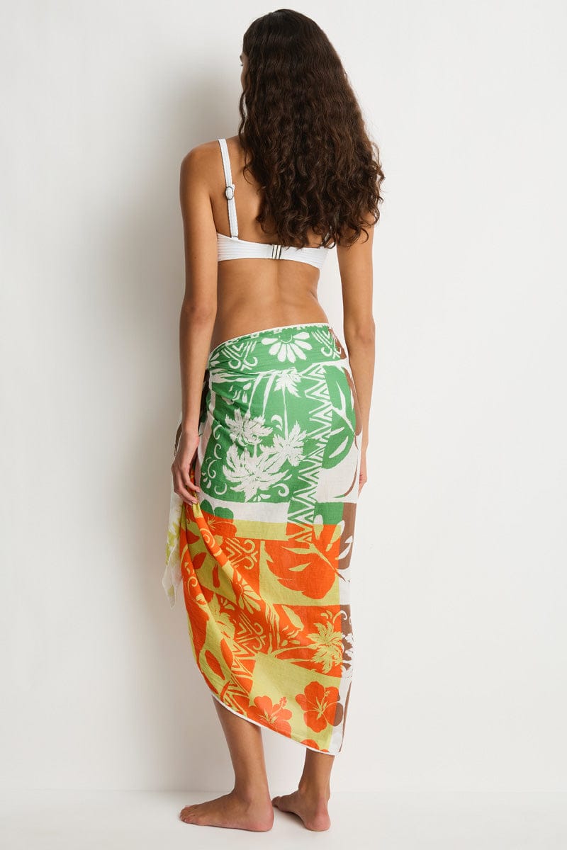 Sea Level Sea Level Tavana Long Sarong - Palm SL9157TA-OS Sea Level Tavana Long Sarong - Palm Splash Swimwear Sarongs O/S 9362733011274