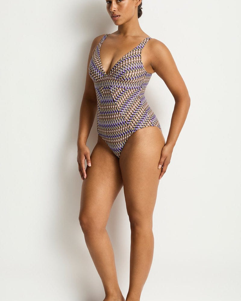 Sea Level Sea Level Tessera Scoop Back Panel Line One Piece - Cocoa Sea Level Tessera Scoop Back Panel Line One Piece - Cocoa Splash Swimwear One Piece