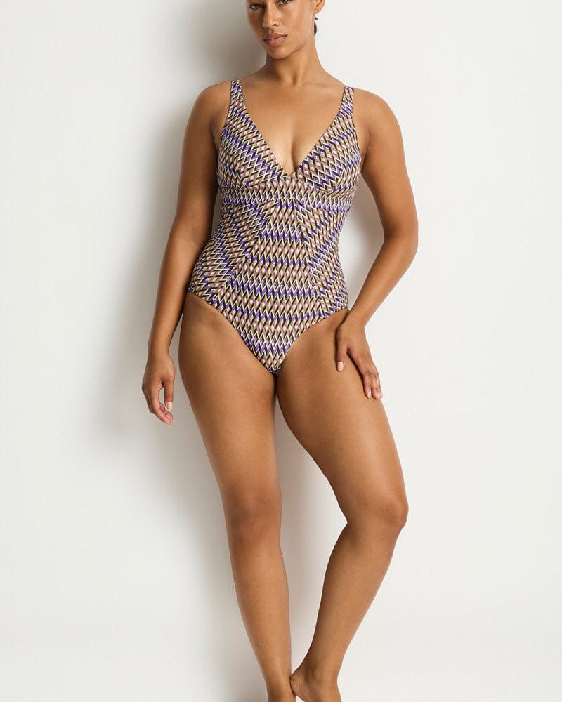Sea Level Sea Level Tessera Scoop Back Panel Line One Piece - Cocoa Sea Level Tessera Scoop Back Panel Line One Piece - Cocoa Splash Swimwear One Piece