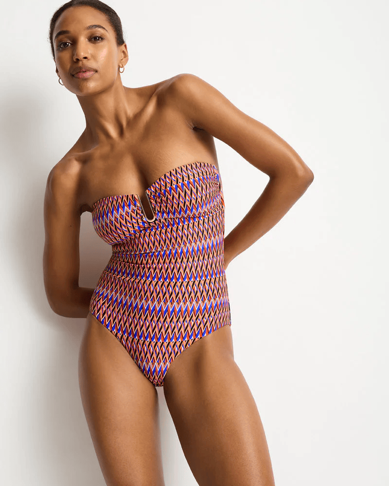 Sea Level Sea Level Tessera U Bar Bandeau One Piece - Blue Sea Level Tessera U Bar Bandeau One Piece - Blue Splash Swimwear