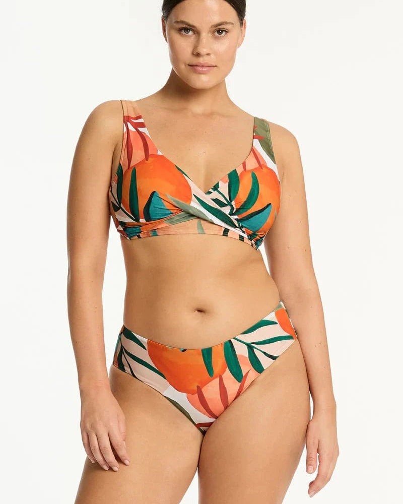 Sea Level Sea Level Tropaluxe Cross Front Multifit Bra Top - Khaki Sea Level Tropaluxe Cross Front Multifit Bra Top - Khaki Splash Swimwear Bikini Tops