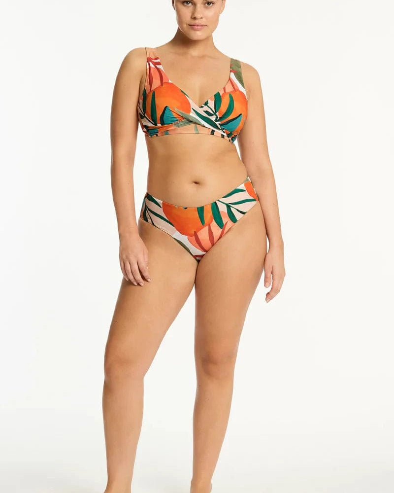 Sea Level Sea Level Tropaluxe Cross Front Multifit Bra Top - Khaki Sea Level Tropaluxe Cross Front Multifit Bra Top - Khaki Splash Swimwear Bikini Tops