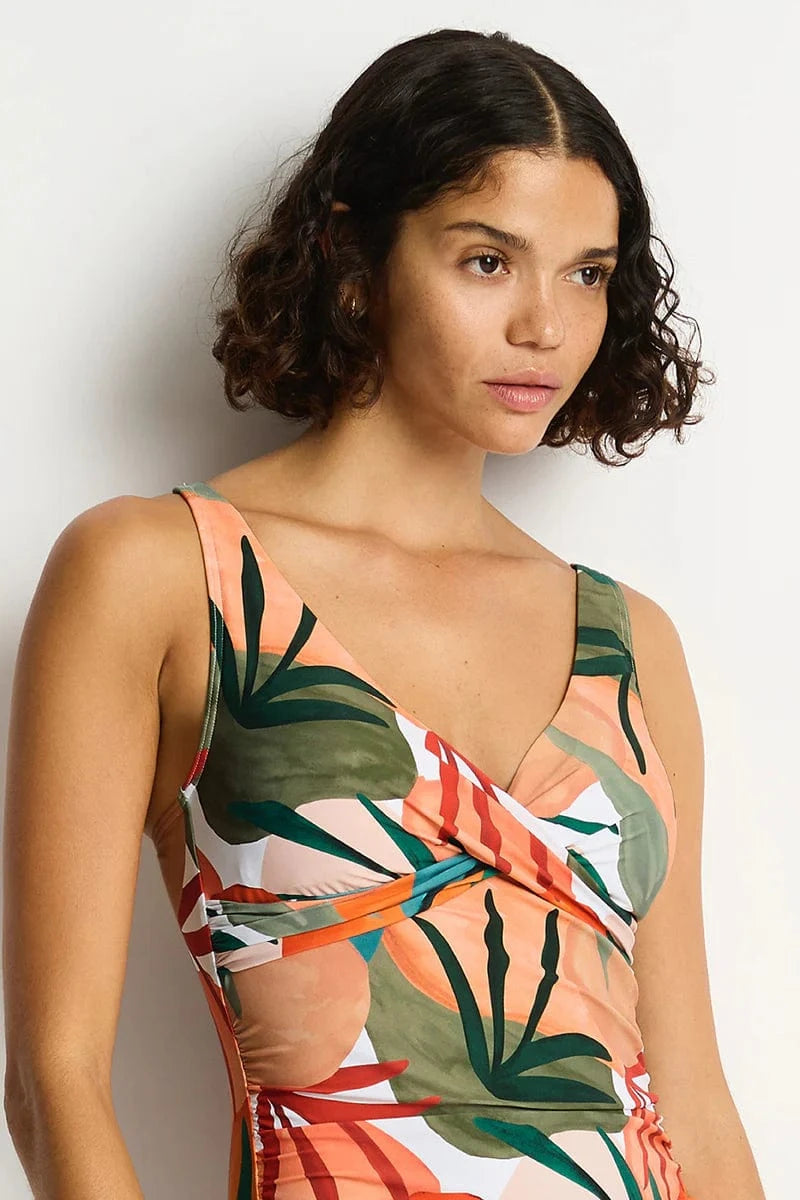 Sea Level Sea Level Tropaluxe Cross Front Multifit Singlet Top - Khaki Sea Level Tropaluxe Cross Front Multifit Singlet Top - Khaki Splash Swimwear Singlet