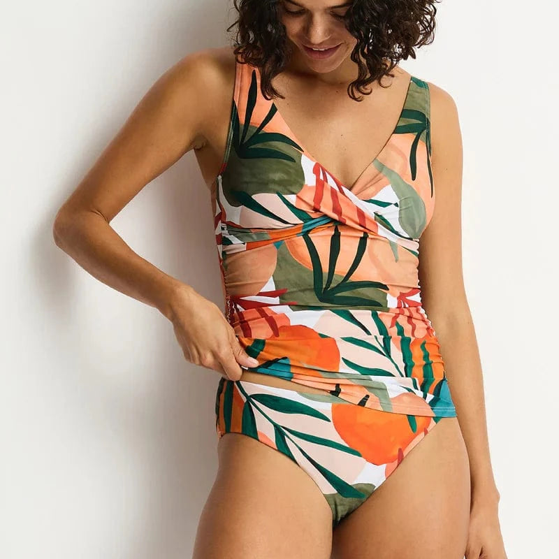 Sea Level Sea Level Tropaluxe Cross Front Multifit Singlet Top - Khaki Sea Level Tropaluxe Cross Front Multifit Singlet Top - Khaki Splash Swimwear Singlet