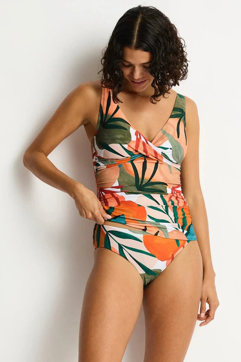 Sea Level Sea Level Tropaluxe Cross Front Multifit Singlet Top - Khaki Sea Level Tropaluxe Cross Front Multifit Singlet Top - Khaki Splash Swimwear Singlet