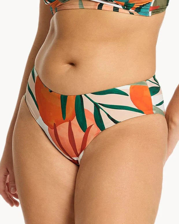 Sea Level Sea Level Tropaluxe Mid Bikini Pant - Khaki Sea Level Tropaluxe Mid Bikini Pant - Khaki Splash Swimwear Bikini Bottoms