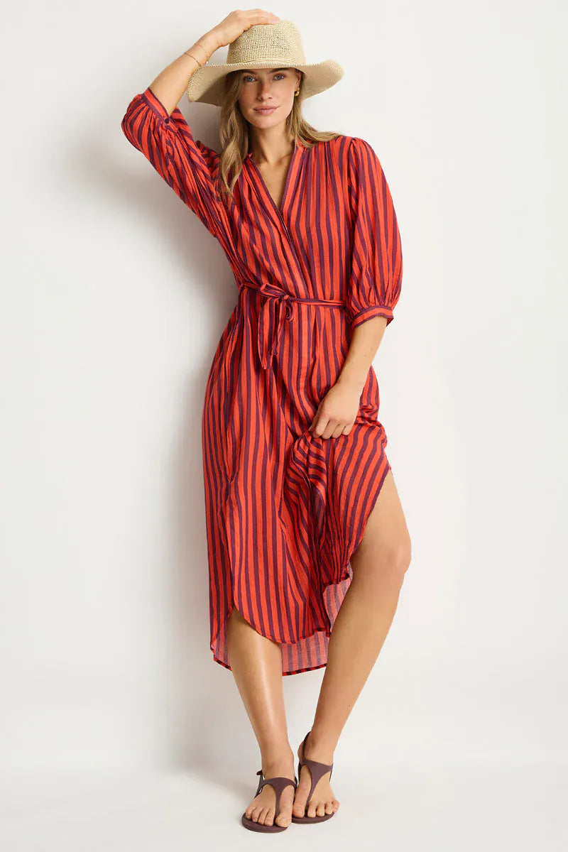 Sea Level Sea Level Vacay Boho Long Shirt Dress - Spice Red Sea Level Vacay Boho Long Shirt Dress - Spice Red Splash Swimwear Dress