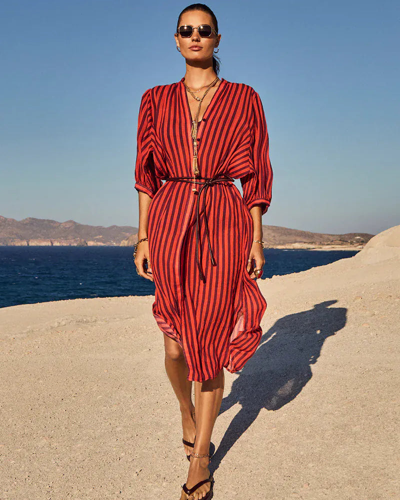 Sea Level Sea Level Vacay Boho Long Shirt Dress - Spice Red Sea Level Vacay Boho Long Shirt Dress - Spice Red Splash Swimwear Dress