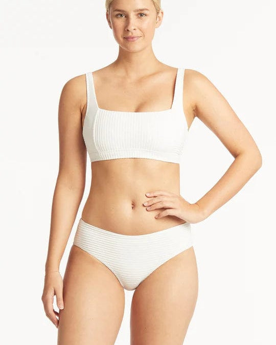 Sea Level Spinnaker Mid Bikini Pant - White Splash Swimwear Bikini Bottoms