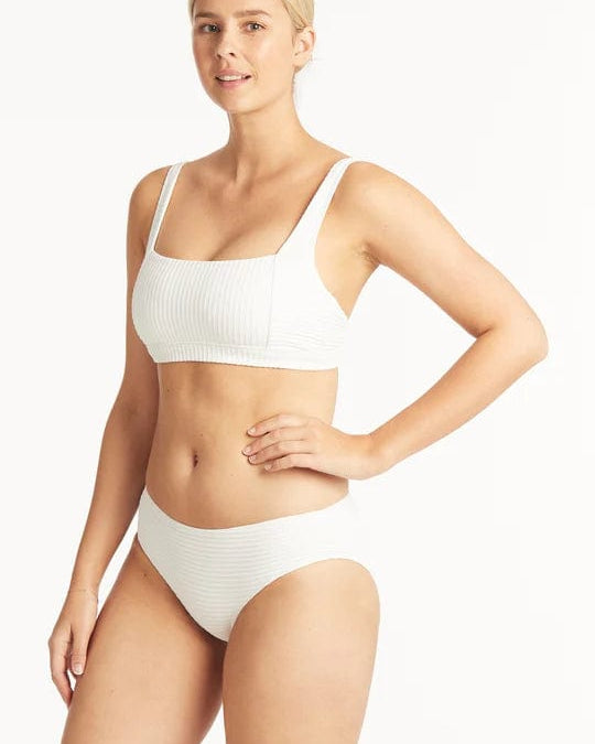 Sea Level Spinnaker Mid Bikini Pant - White Splash Swimwear Bikini Bottoms