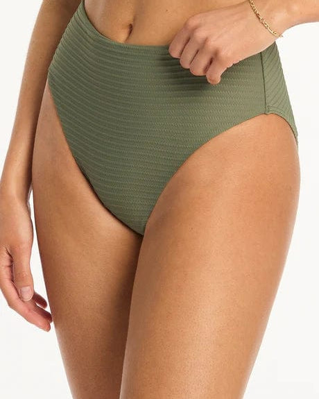 Sea Level Bikini Bottoms Spinnaker Retro High Waist Pant - Khaki