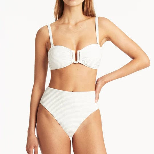 Sea Level Spinnaker Retro High Waist Pant - White SL4514SP Splash Swimwear Bikini Bottoms 10 9347760487834