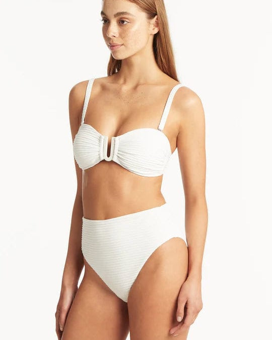 Sea Level Spinnaker Retro High Waist Pant - White Splash Swimwear Bikini Bottoms