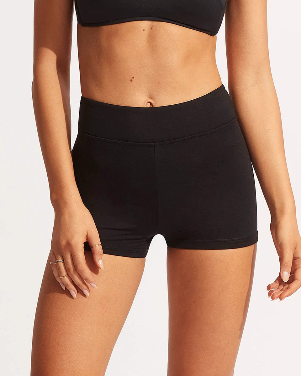 Seafolly Collective Boyleg Pant - Black Splash Swimwear Bikini Bottoms