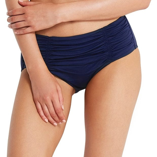 Seafolly Collective Gathered Front Retro Pant 40343-942 Splash Swimwear Bikini Bottoms True Navy / 8 9349623115168