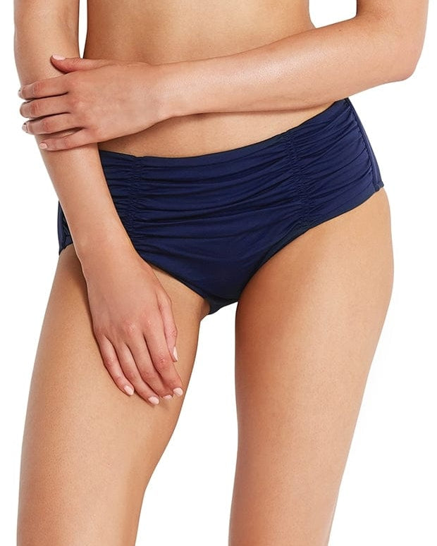 Seafolly Collective Gathered Front Retro Pant 40343-942 Splash Swimwear Bikini Bottoms True Navy / 8 9349623115168